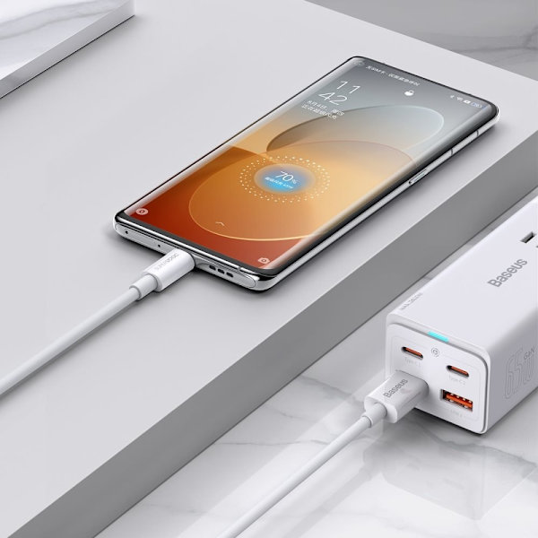 Baseus Superior Series SUPERVOOC USB-A-USB-C-kabel 65W 1m hvit
