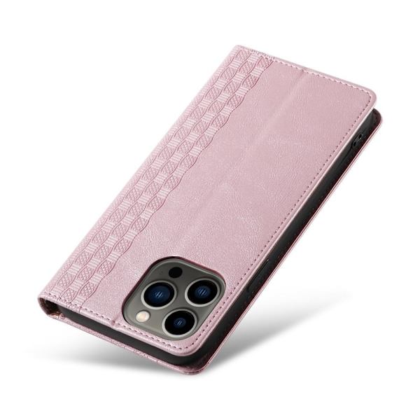 Magnetisk stroppdeksel for iPhone 12 Pro Max, lommebokdeksel + anheng med minibånd, rosa