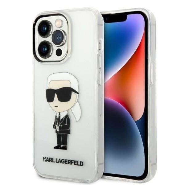 Karl Lagerfeld KLHCP14LHNIKTCT iPhone 14 Pro 6.1 gjennomsiktig hardt deksel Ikonik Karl Lagerfeld