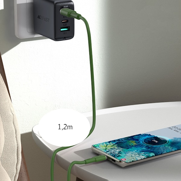 ACEFAST KABEL LANG STÆRK USB C - USB C 1,2M 60W (20V/3A) GRØN