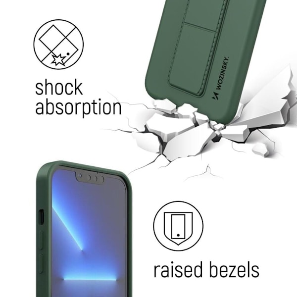 Wozinsky Kickstand Case Silikondeksel med stativ til Samsung Galaxy S21+ 5G Mørkegrønn