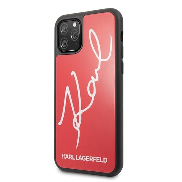 KARL LAGERFELD SIGNATURE GLITTER COVER TIL IPHONE 11 PRO MAX - RØD