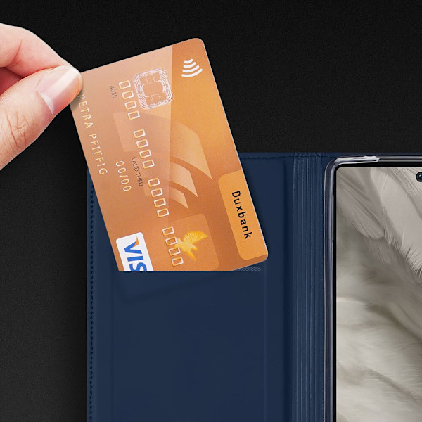 Dux Ducis Skin Pro-deksel for Google Pixel 7a-deksel med flip-kortlommebok? blå stativ