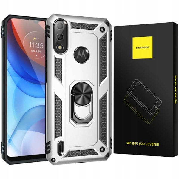 Spacecase Case Cover Till Motorola E7 E7I Power Silver Ring Nx