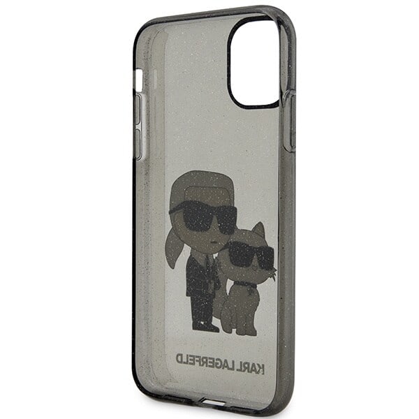 Karl Lagerfeld KLHCN61HNKCTGK Deksel til iPhone 11 / Xr - Svart Glitter Karl&Choupette