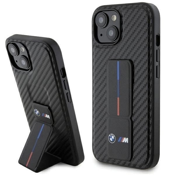 BMW Grip Stand Smooth & Carbon beskyttelsesdeksel til iPhone 15 - svart