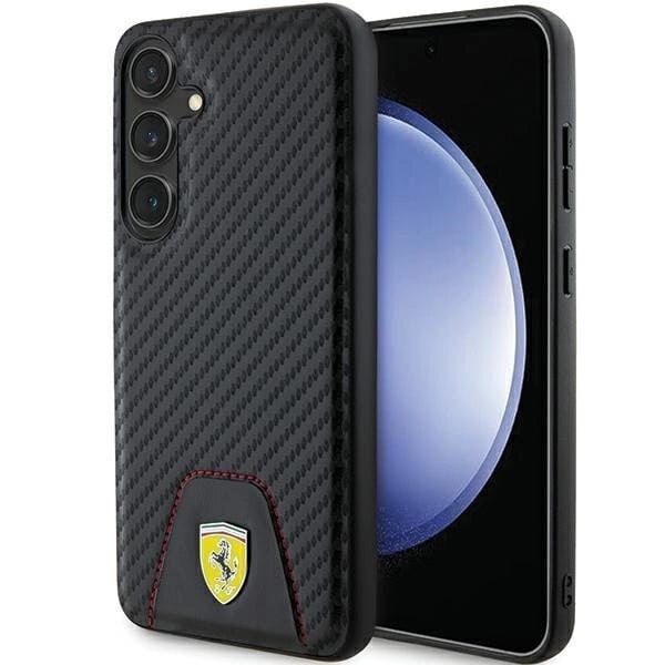 Ferrari Carbon Stitched Bunn Deksel til Samsung Galaxy S24+ - Svart