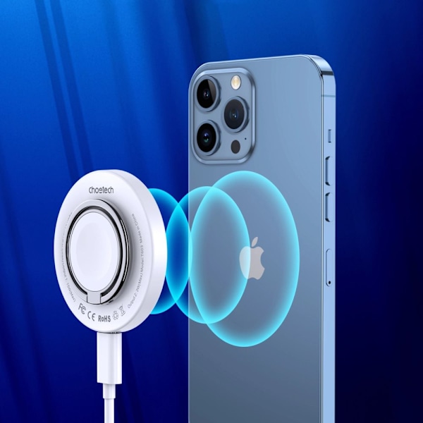 MagSafe Choetech T603-F induktiv lader med holder - hvit