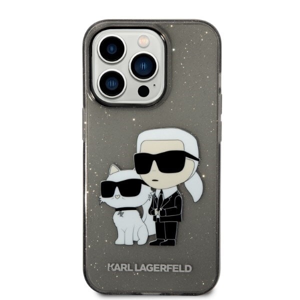 KARL LAGERFELD GLITTER KARL&CHOUPETTE ETUI TIL IPHONE 14 PRO MAX - SORT