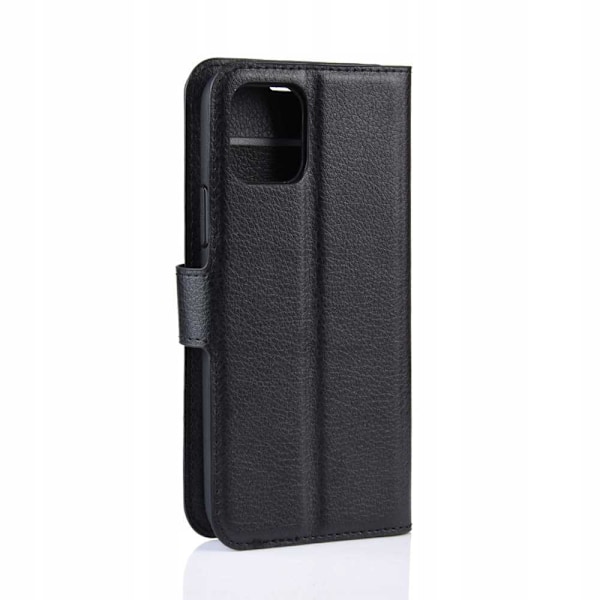 Litchi-Fodral För Iphone 11 Pro Max Svart Läder
