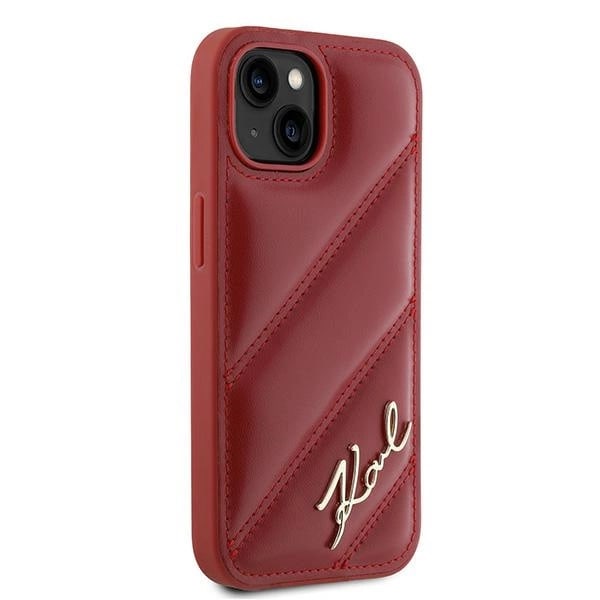 KARL LAGERFELD DIAGONAL QUILTED SCRIPT COVER TIL IPHONE 15 / 14 / 13 - RØD