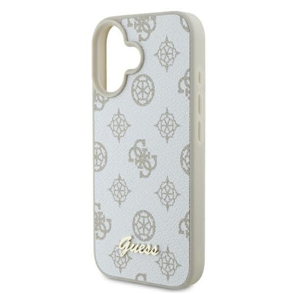 Guess GUHMP16SPGPYSH iPhone 16 6,1" vit/vit hårdfodral Peony Script Logo MagSafe