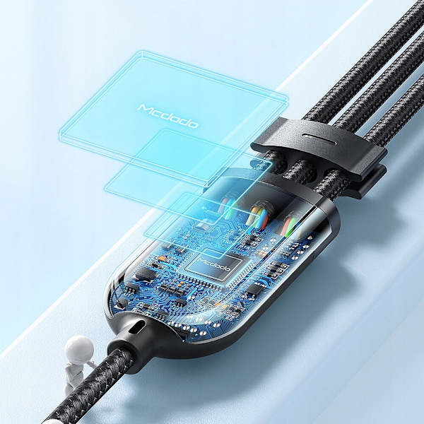 MCDODO USB-KABEL 3IN1 USB-C LIGHTNING MICRO USB SNABBLADDNING 6A 65W 1M