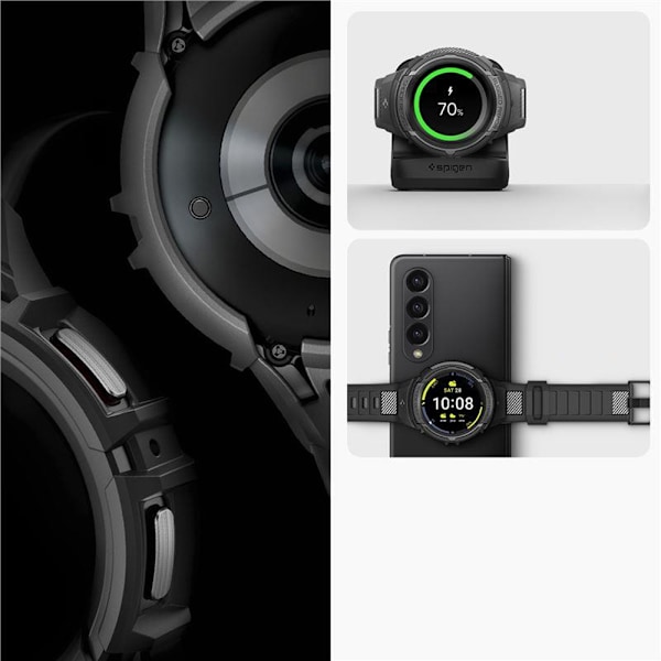 SPIGEN RUGGED ARMOR PRO ETUI MED REM TIL SAMSUNG GALAXY WATCH 5 PRO (45 MM) - SORT
