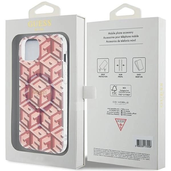 Guess IML GCube MagSafe beskyttelsesdeksel for iPhone 15 Plus / 14 Plus - rosa