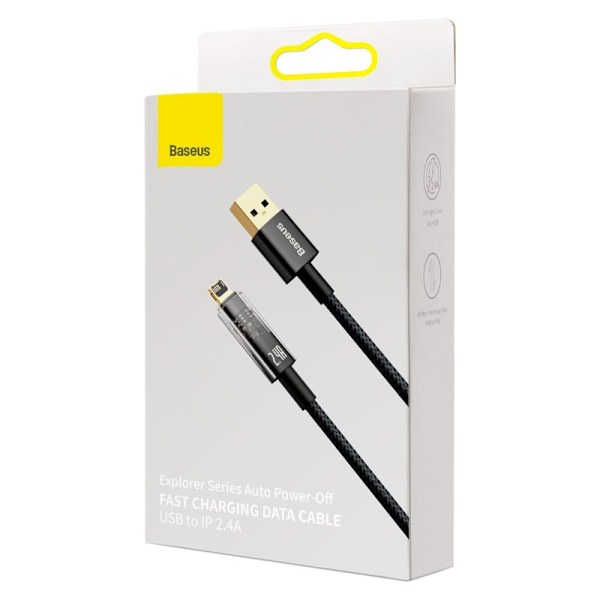 Baseus Explorer-serien USB-kabel - Lightning 2.4A 1 m svart (CATS000401)