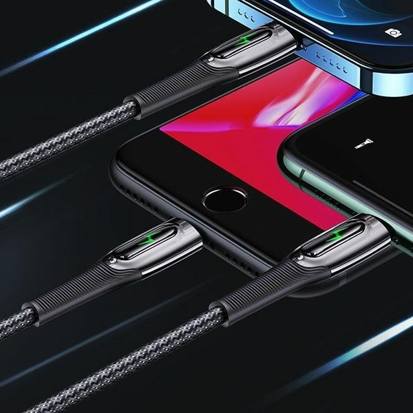 USAMS Flätad kabel USB-C till Lightning Smart Power-off 20W PD-kabel 1,2 m mörkgrön SJ518USB02 (US-SJ518)