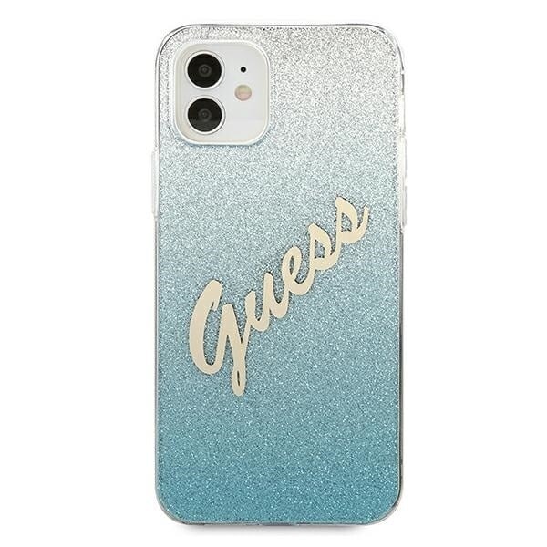 Guess GUHCP12SPCUGLSBL iPhone 12 mini 5.4 blå/blå hardt deksel Glitter Gradient Script