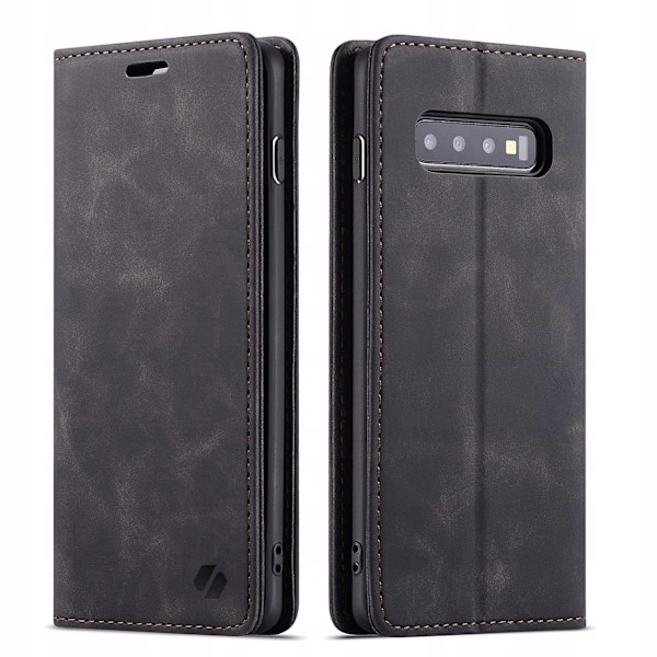 Spacecase Fodral Plånbok Galaxy S10 Svart Läder För Samsung