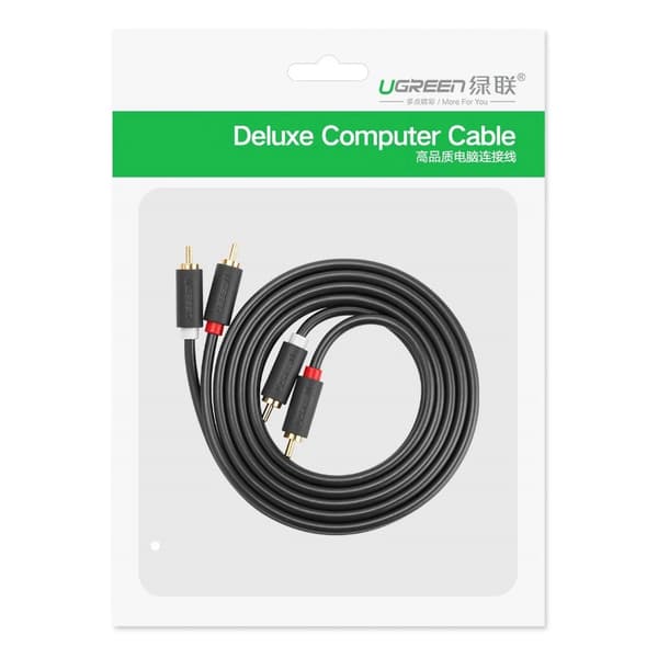 UGREEN AV104 10519 LYDKABEL 2RCA (HAN) / 2RCA (HAN) 3M - GRÅ
