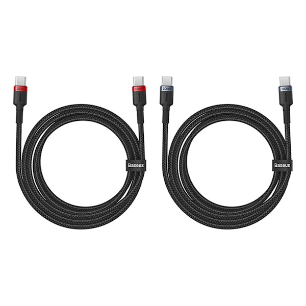 Baseus Cafule USB-C / USB-C kabel 100W 1 m - rød-svart og svart-grå (2 stk)