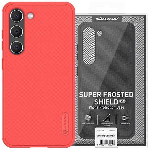 Nillkin Super Frosted Shield Pro beskyttelsesdeksel til Samsung Galaxy S23+ pansret deksel + telefonholder rød