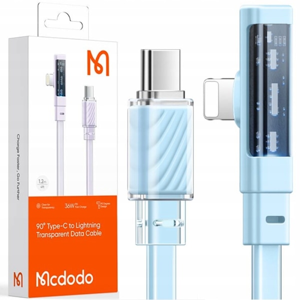 MCDODO ANGLE USB-C LYNKABEL 36W IPHONE 13 14 BLÅ 2M