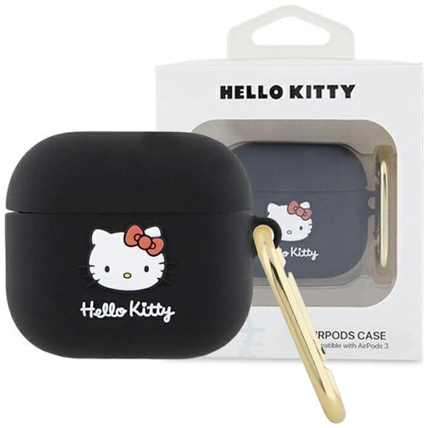 HELLO KITTY SILIKONE 3D KITTY HEAD TASKE TIL AIRPODS 3 - SORT