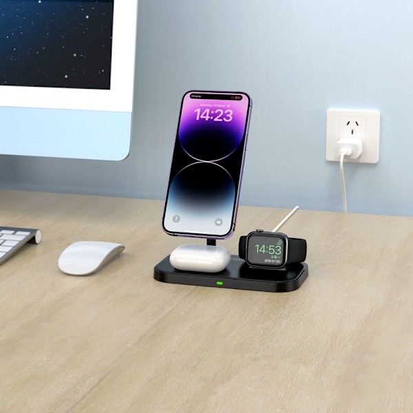 TECH-PROTECT QI15W-A22 3I1 MAGNETISK MAGSAFE TRÅDLØS OPLADER SORT