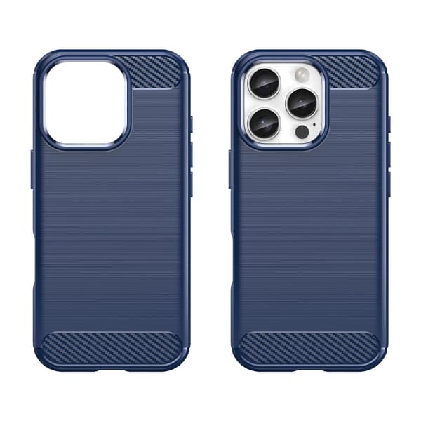 CARBON CASE SILIKONE ETUI TIL IPHONE 16 PRO - BLÅ