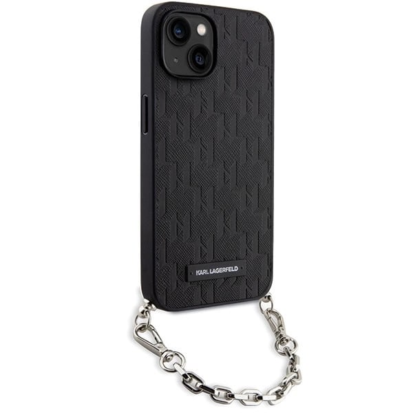 KARL LAGERFELD SAFFIANO MONOGRAM CHAIN ETUI TIL IPHONE 14 - SORT