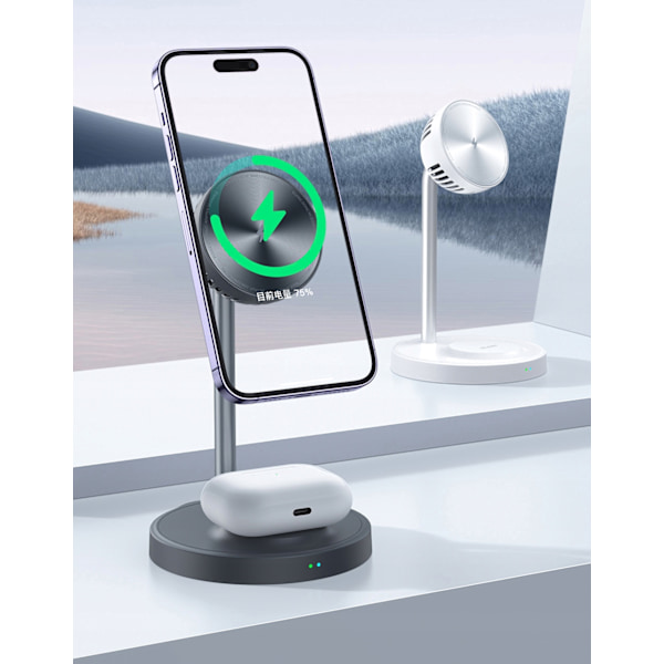 DOCKNINGSSTATION, 2-I-1, MAGNETISK, FÖR IPHONE, AIRPODS, VIT MCDODO