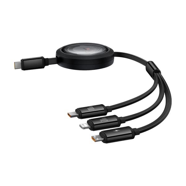 BASEUS FREE2DRAW CB000084 UDTRÆKKELIG USB-C - LIGHTNING / USB-C / MICRO USB-KABEL 100W 1,1M - SORT