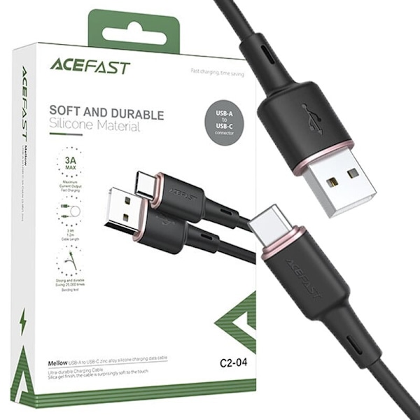 ACEFAST KABEL LANG STÆRK USB C - USB C 1,2M 60W (20V/3A) SORT