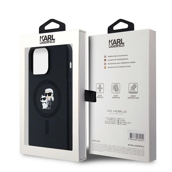 Karl Lagerfeld Silikon Karl&Choupette Ring MagSafe beskyttelsesdeksel til iPhone 15 Pro Max - svart