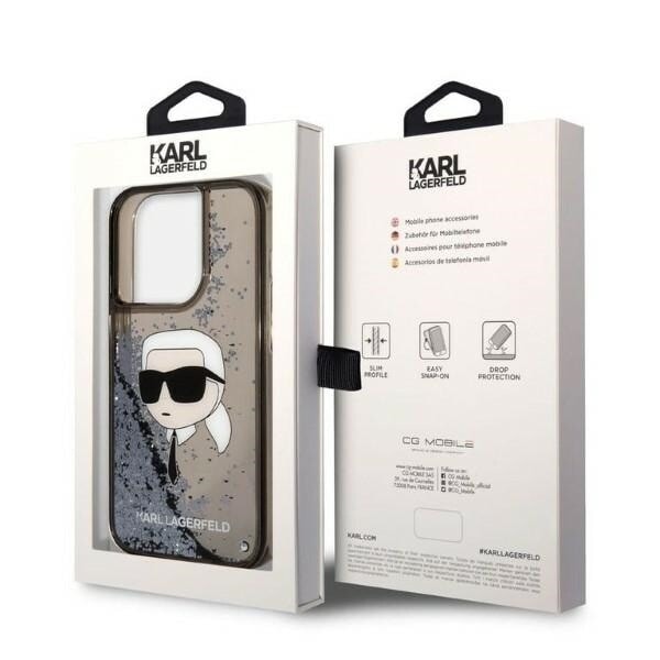 KARL LAGERFELD GLITTER KARL'S HEAD ETUI TIL IPHONE 14 PRO MAX - SORT