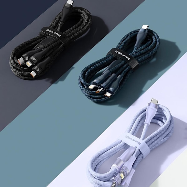 Baseus Flash-seriekabel USB Type C / USB Type A - USB Type C / Lightning / micro USB 100 W 1,5 m blå (CASS030203)