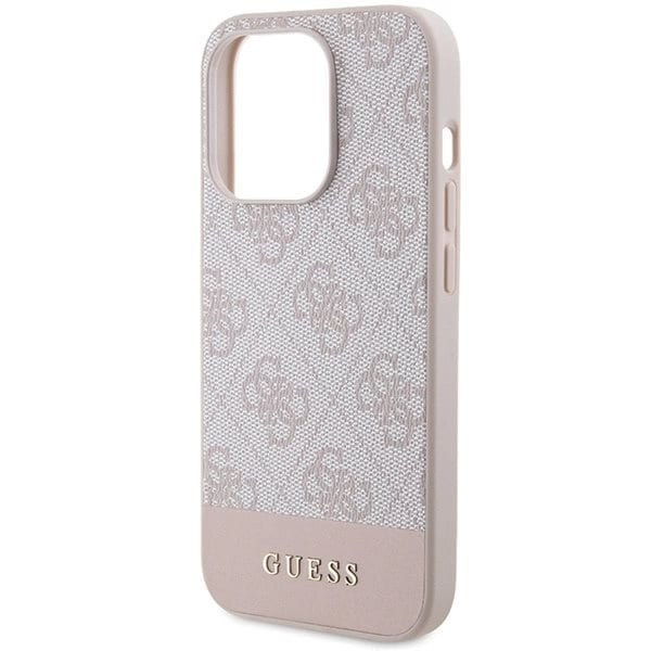 Guess 4G Stripe Collection-deksel til iPhone 15 Pro - rosa