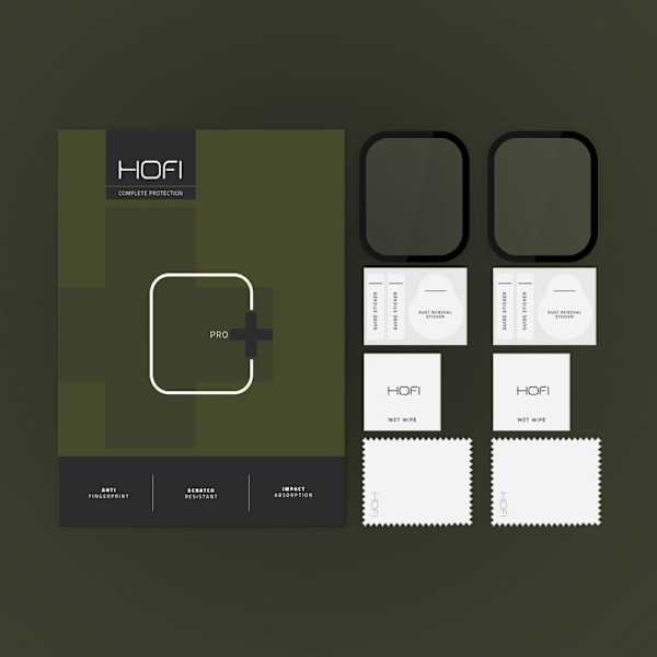 HOFI HYBRID PRO+ HYBRID GLAS 2-PAK APPLE WATCH 7/8/9 (45 MM) SORT