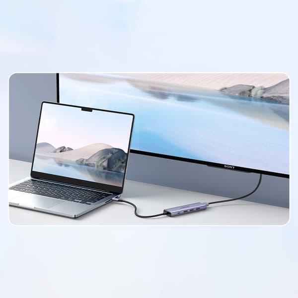Multifunksjonell HUB 5in1 USB-C - HDMI 1.4 / 3 x USB-A / USB-C PD 100W Ugreen CM511 - grå