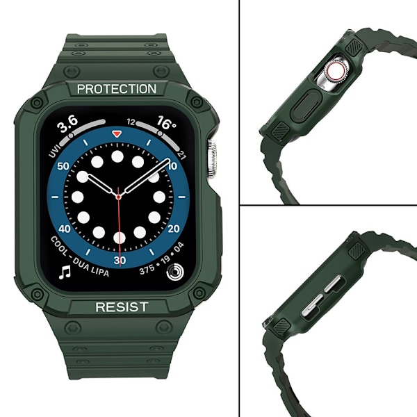 Beskytt armbåndet med etui Apple Watch 7 / 6 / 5 / 4 / 3 / 2 / SE (41 / 40 / 38 mm) etui pansret klokkedeksel grønt