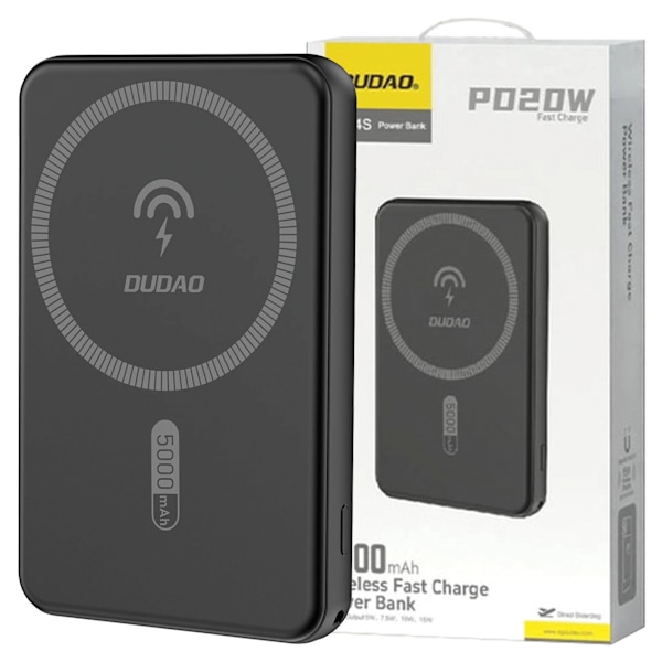 DUDAO K14S USB-C / MAGSAFE TRÅDLØS POWERBANK 20W 5000MAH - SORT