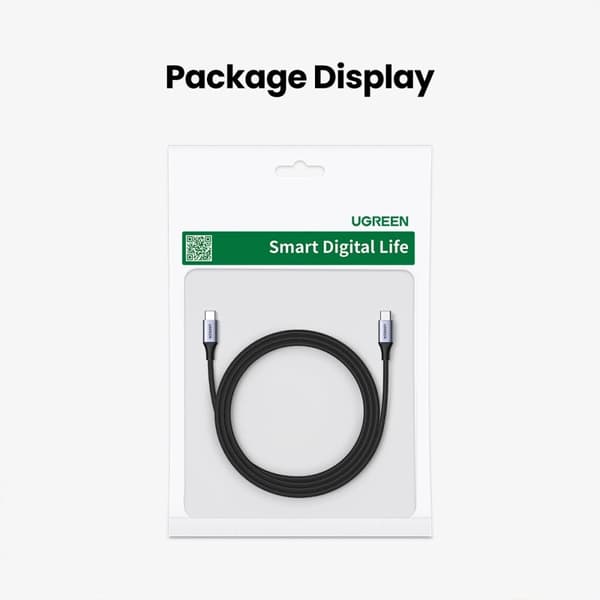 Ugreen US535 USB-C / USB-C PD-kabel 240W 5A 1m - grå