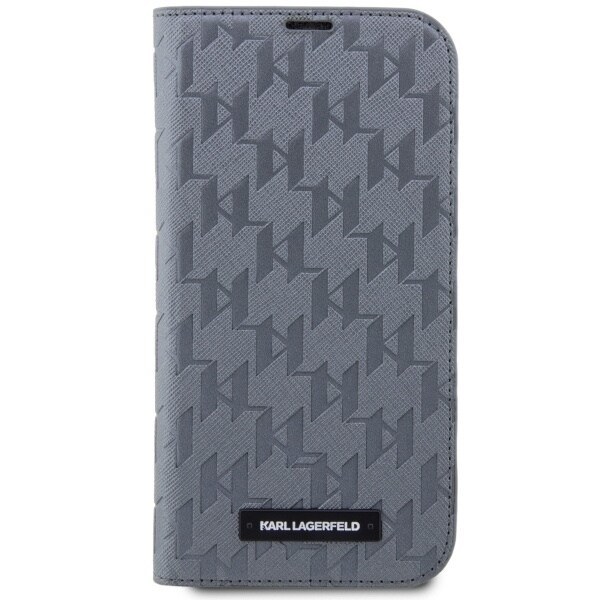 Karl Lagerfeld Saffiano Monogram KLBKP14LSAKLHPG deksel til iPhone 14 Pro - sølv