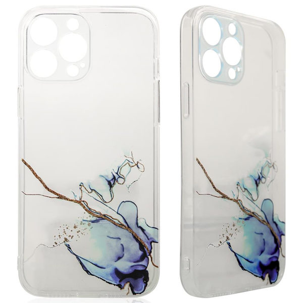 Marble Case-deksel til iPhone 12 Pro Max, gel-skall, marmorblå