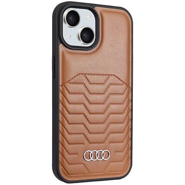 AUDI SYNTETISK LÆDER TASKE MED MAGSAFE TIL IPHONE 15 PLUS / 14 PLUS - BRUN
