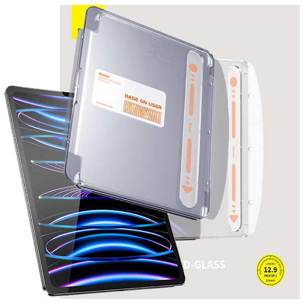 Baseus krystallherdet glass for iPad Pro 12.9 (2018/2020/2021/2022) + monteringssett - gjennomsiktig