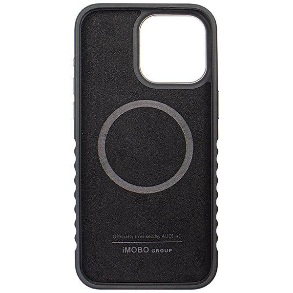 AUDI ÆGTE LÆDER ETUI MED MAGSAFE TIL IPHONE 15 PRO MAX - SORT OG RØD