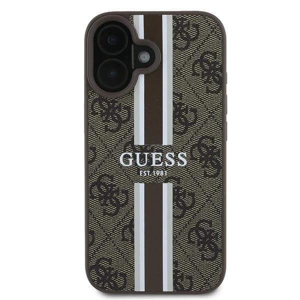 GUESS 4G PRINTED STRIPES MAGSAFE ETUI TIL IPHONE 16 PLUS - BRUN