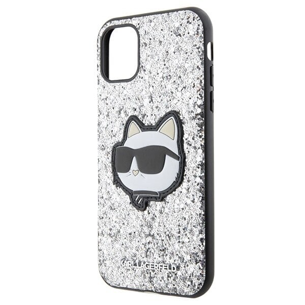 Karl Lagerfeld KLHCN61G2CPS Deksel til iPhone 11 / Xr - Sølv Glitter Choupette Patch